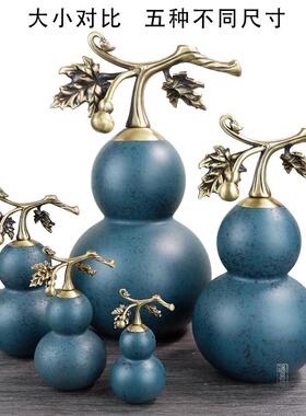 黄铜葫芦铜摆饰工艺礼品摆饰藤枝创意葫芦开 口开 盖空心装饰客厅