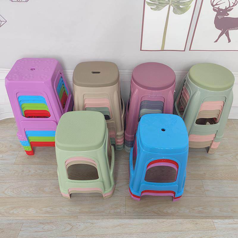 加厚塑料椅子方凳板凳家用简约凳子熟胶客厅餐桌大号高凳成人锦标 - 图0