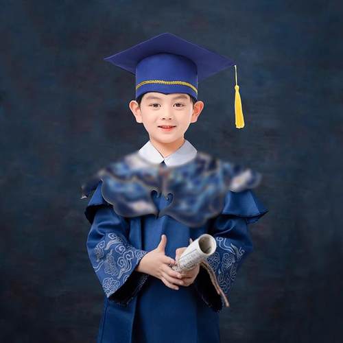 正品儿博士园服童幼儿学式士服毕业照博士帽簪花云肩国风学生新中 - 图1