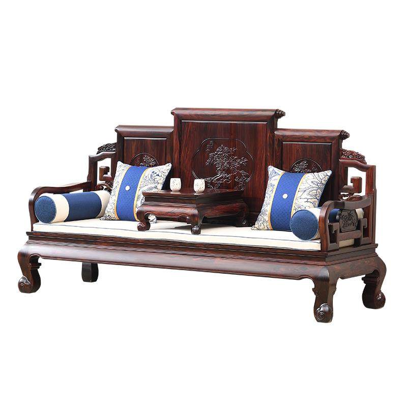 国标红木家具客厅全套印尼黑酸枝红木沙发中式全实木卷书沙发组合 - 图3