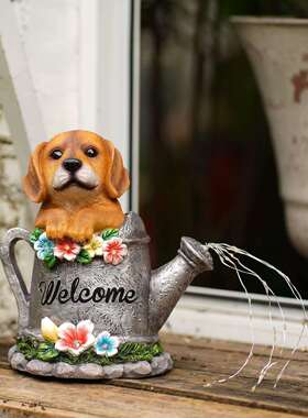 太阳能灯狗狗小夜灯动物户外庭院花园盆景阳台装饰仿真动物摆件