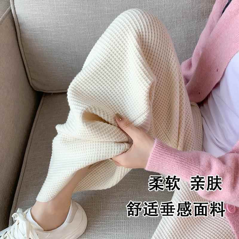 Knitted casual pants for women solid color high waist slim - 图2