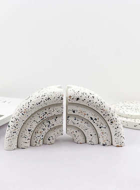 现代北欧水磨石烛台餐厅厨房浪漫烛台 书房书档装饰摆件