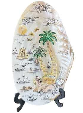 贝雕工艺品摆件 纯手工制件立体工艺家居书架酒柜摆件贝壳工艺品