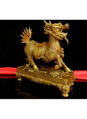 黄铜麒麟黄铜八宝麒麟一对火麒麟家用客厅办公室工艺摆件
