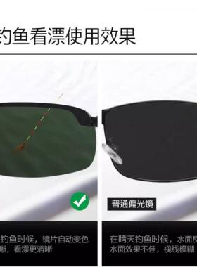 钓鱼专用眼镜看漂水底男开车日夜两用变色太阳镜夜视偏光感光高清