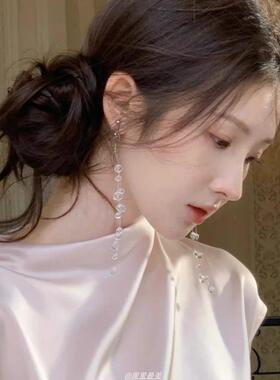 2026散落的水晶~清透水晶流苏耳环女新款爆款高级感长款耳饰耳钉