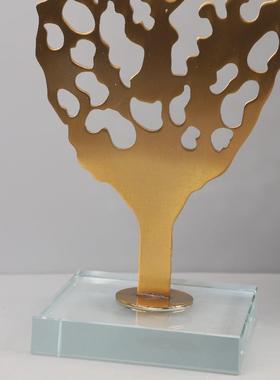 现代约几何金属镂空叶1237树摆件客样厅卧室玄关酒店板房家居装饰