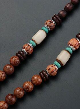 Unisex Handmade Nepal Buddhist Mala Wood Beads Pendant0