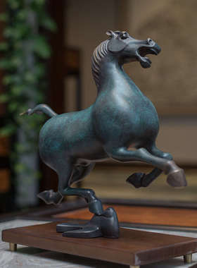 新中式马踏飞燕摆件仿古青铜器复古铜奔马到成功客厅乔迁新居礼物