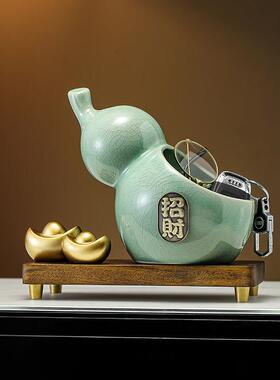 新中国风元宝聚宝盆葫芦装饰品办公室酒柜客厅财富前台装饰品开幕