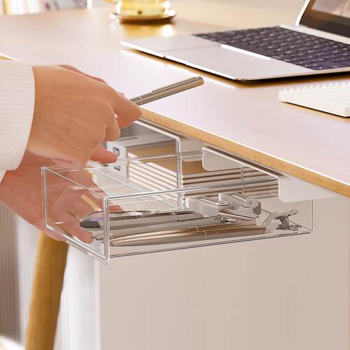 办用公室组合桌下抽桌艾加达屉收纳悬挂隐藏式家盒办公下挂式收纳 - 图1