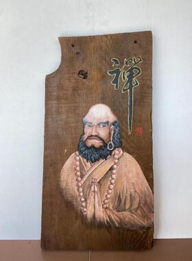 手绘风化木板漆画挂画老门板实木朽木复古创意装饰挂饰来图可定制