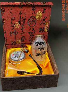 内画鼻烟壶长条壶手工艺品可选鼻烟粉套装清明上河图玻璃摆件礼品