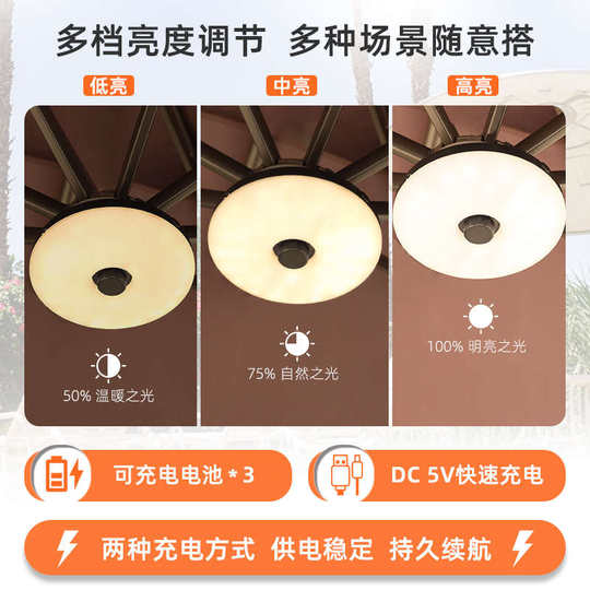 Umbrella clip light outdoor teahouse new center column umbrella LED chandelier lighting under umbrella atmosphere light banana umbrella top light