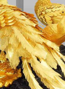 轻奢足金金箔礼品摆件富贵吉祥孔雀高档闺蜜新婚结婚礼物创意家居