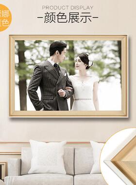简约婚纱照放大相框挂墙结婚照摆台照相馆洗照片加相框36寸48寸卧