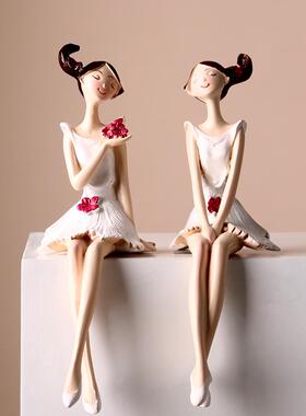 创意家居装饰装饰品白花仙女娃娃电视柜客厅小陈设树脂工艺品