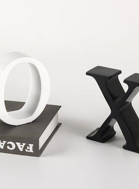创意字母X书挡摆件书靠家居品书ZTV架装书房书立O卧室书饰房桌面
