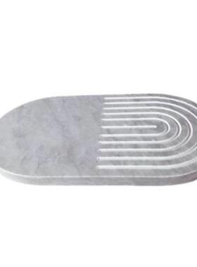 现代简约创意大理石椭圆形托盘底板装饰板家居样板房售楼处软装