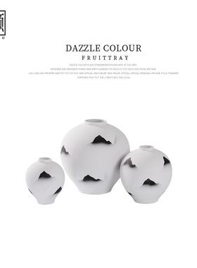 新中花瓶山水墨纹陶瓷摆博件茶室玄关客厅古样板ML8784房式花器架