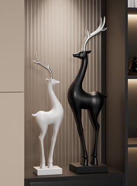 招财鹿进门玄关装饰摆饰轻奢高档简约现代客厅工艺礼品摆饰乔迁新