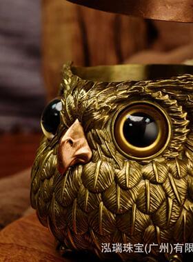 创意猫头鹰储物罐牛仔猫头鹰储物罐摆件桌面摆件可爱装饰桌面好物