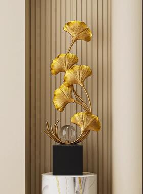 银地杏关叶入户玄装摆件轻TYF奢高档客厅电视柜旁边落装饰乔饰迁