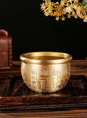 黄中式聚财百福米缸浮雕水缸祝寿钱铜礼品存W1罐家居供对联缸铜摆