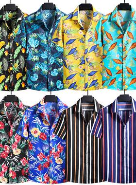 Men's Short sleeved Shirt Large Print Summer Beach Short