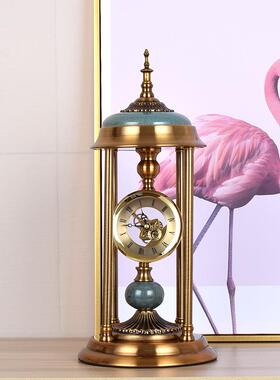 欧高档金34374614式属式座钟摆件奢华美台软钟样板间装饰品客厅办