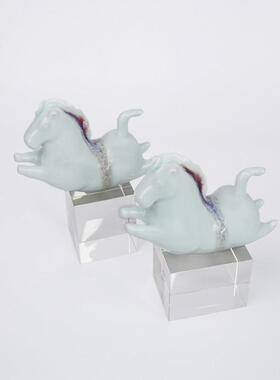 新中式陶瓷马摆件样板间室内客厅茶几书房办公室书柜软装饰品摆设