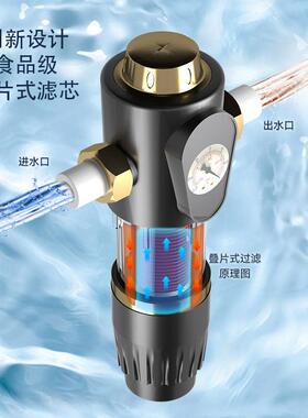 叠片式前置过滤器带表大流量家用反冲洗铜过滤净水机超滤机