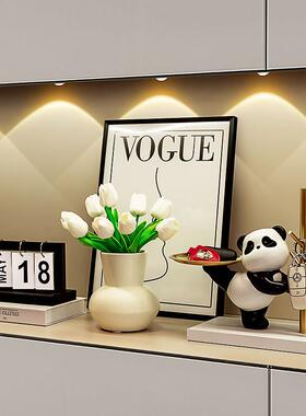 熊猫钥匙收纳玄关摆件家居装饰品入户客厅鞋柜置物架乔迁新居礼物