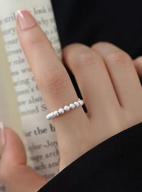 镀银转运珠戒指轻奢素圈高级女食指戒小众设计闭口戒