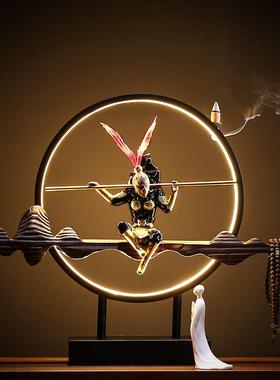 高档新中式灯圈齐天大圣斗战禅胜佛孙室悟空意摆件办公倒香流玄关