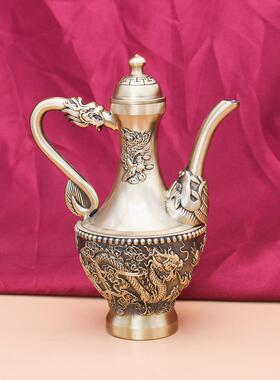 厂家黄铜全铜仿古酒壶龙凤酒壶铜茶壶龙壶水壶家居工艺品装饰