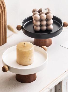 轻奢蜡烛摆台高脚香薰蜡烛台底座托 托盘装饰摆饰玄关桌面陶瓷收