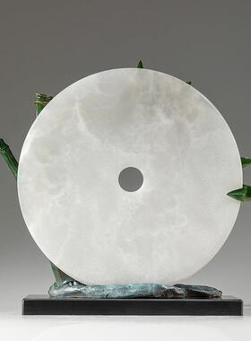 铜金岁月竹报平安黄铜摆件富贵竹喜鹊鸟客厅玄关公司办公室铜装饰