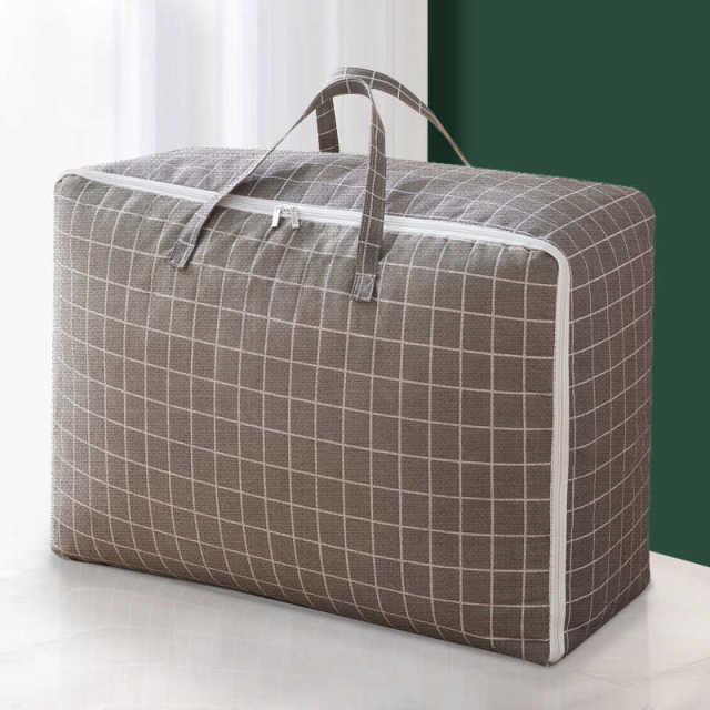 Quilt storage bag cotton linen zipper moving luggage bag thickened extra-large clothing finishing large capacity dustproof