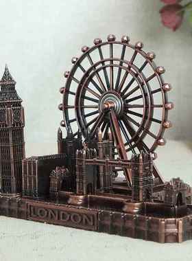 巴黎旅游纪念品金属伦敦眼大本钟塔桥教堂 摄影道具礼品 伦敦群楼