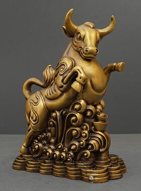 全铜运财牛生肖牛气冲天万事如意旺事牛客厅公司店铺开业装饰品