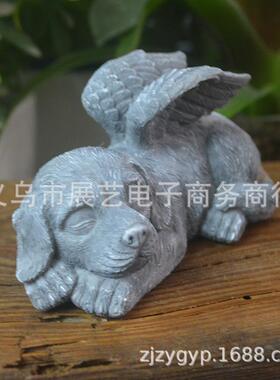 新款直销摆件天使狗猫咪动物墓碑花园草坪装饰品手工树脂工艺品精