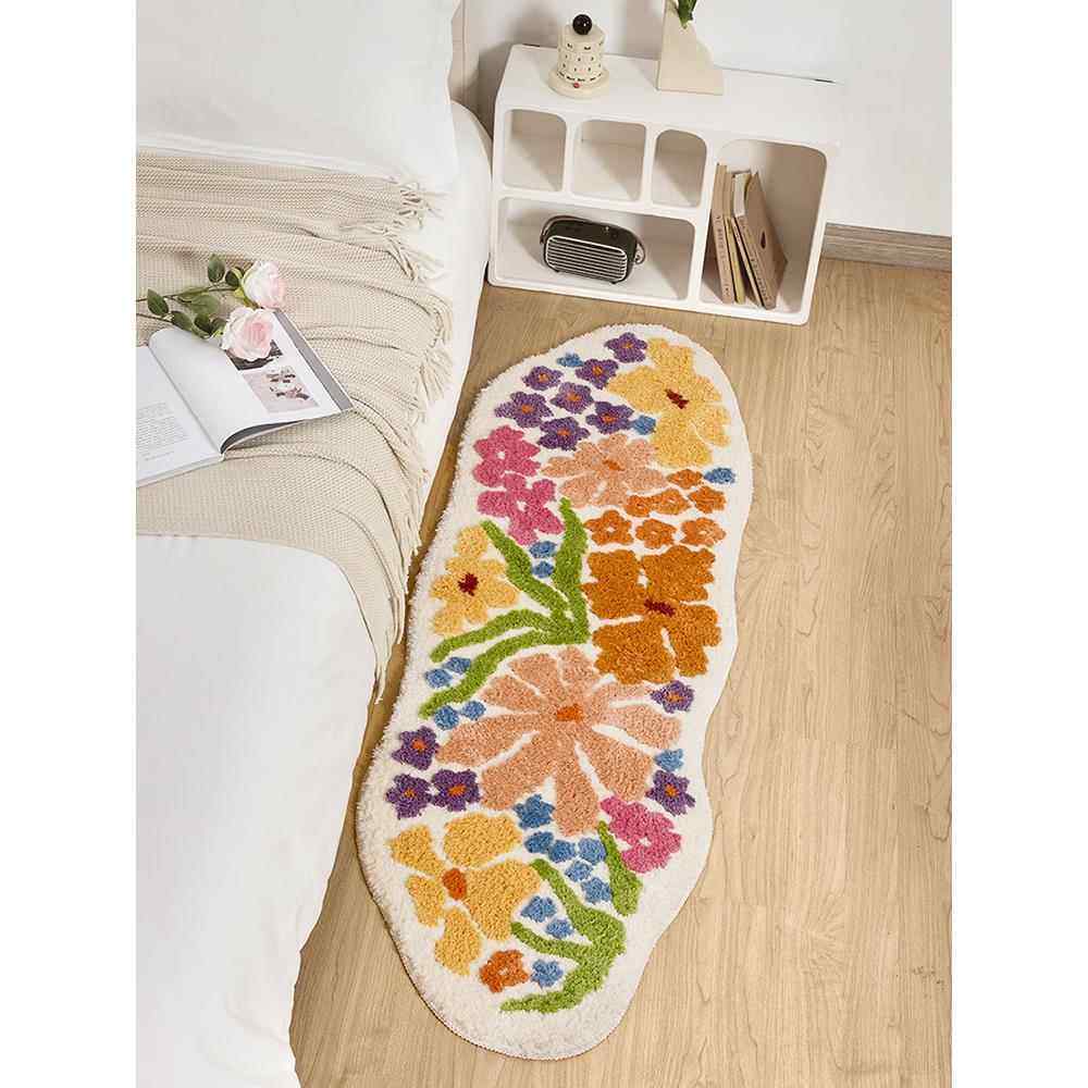 多巴胺花卧室床边毛毯儿童和女孩房间长毛绒地毯不对称凸窗垫特殊,淘宝优惠券,粉丝福利购,淘宝优惠卷