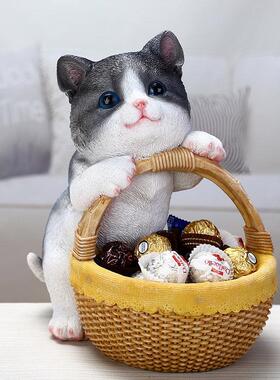 家用创意猫收纳摆件家居饰品门口玄关鞋柜放钥匙客厅茶几简约装饰