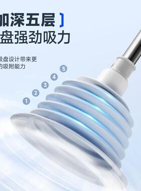 马桶疏通神器高压气通厕所下水道抽子管道堵塞工具蹲坑专用皮搋子
