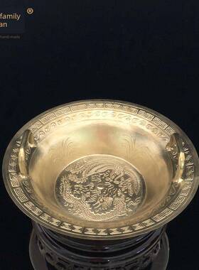 厚铜盆，纯铜聚宝盆，风水饰品，家居饰品，客厅，办公室，聚财礼