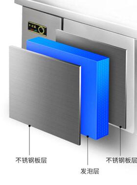 不锈钢保鲜台厨房冷藏冷冻双温平面操作台卧式冰柜保鲜柜锁鲜