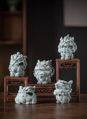 创意瑞兽麒麟金蟾貔貅笔架笔搁文房镇纸茶宠摆件中式书房桌面装饰