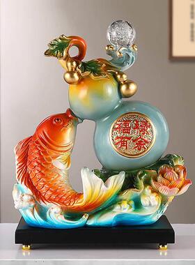 2025新品创意纳福葫芦年年有余办公室锦鲤鱼招财摆件酒柜电视柜喜